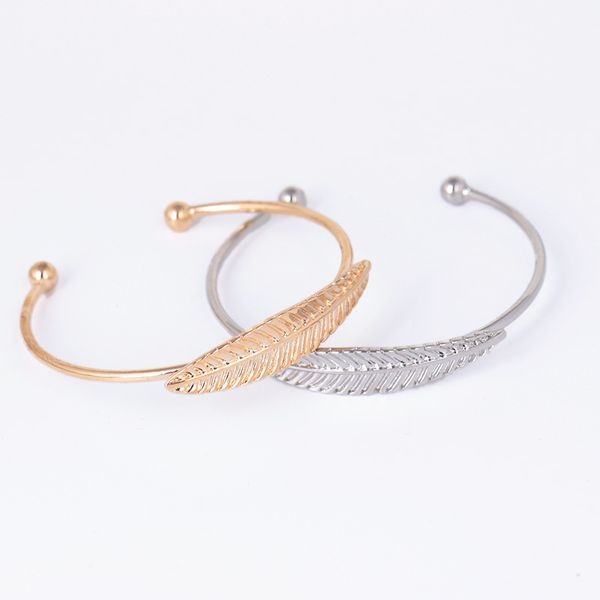 

fashion bangles open adjustable cuff bangle gold silver colors leaf alloy bangle women bracelets fashion jewelry, Black