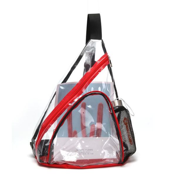 

dhl30pcs cycling bags women men pvc transparent waterproof large capacity sport travel single chest bag 4colors