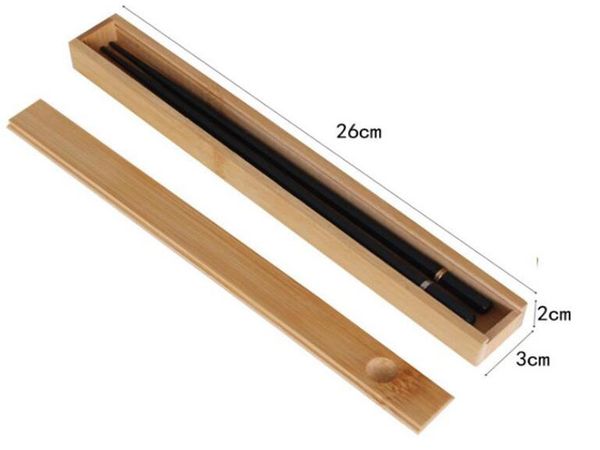 

100pcs portable natural bamboo reusable chopsticks storage box sushi food stick chopsticks case box