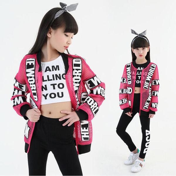 

kid hip hop jazz clothing casual shirt sweatshirt jogger pants girls dance wear costumes ballroom dancing clothes outfits, Black;red