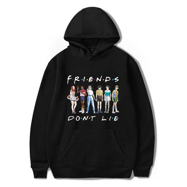 

2019 friends don't lie print stranger things sweatshirts womens long sleeve hoody blouse pullover jumper women's sweatshirt, Black
