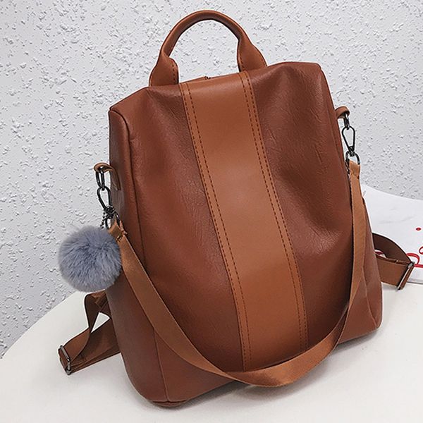 

women's outdoor simple zipper youth pu leather backpacks for teenage girls female school shoulder bag bagpack mochila #t2g