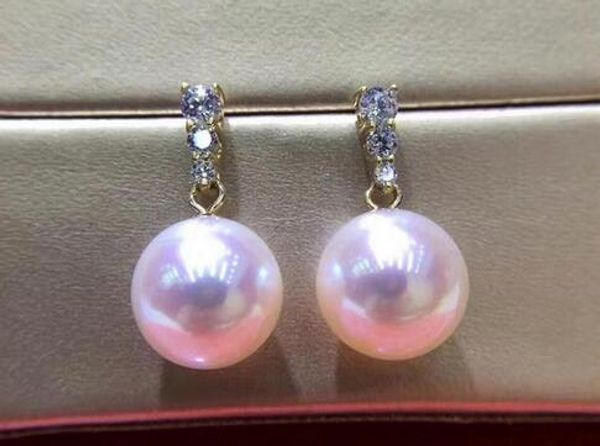 

enorme 12-13mm mar del sur genuino blanco perla pendientes oro amarillo, Silver