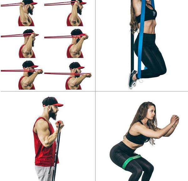 

exercise resistance loop bands yoga resistance belt latex stretching band for physical therapy and home fitness random color