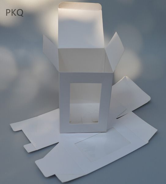 

30pcs gift boxes with clear window white kraft paper packing box candy/present cardboard box party supplies 10 size