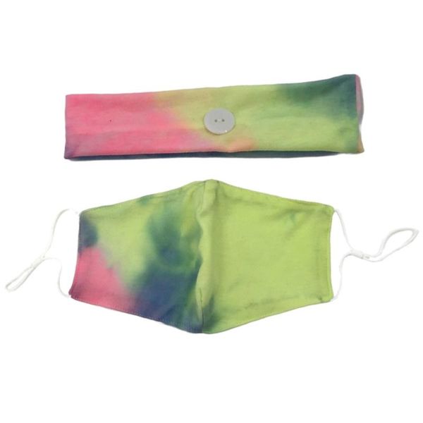 

yoga hair bands 2pcs fashion binding headband ear care button headscarf mask aid band (green)