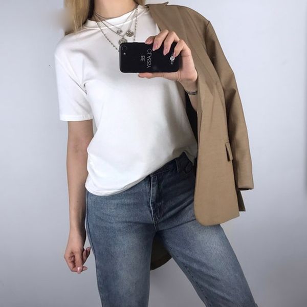 

womens designer women tshirt basic o neck t shirts women elegant t shirt casual short sleeve soft cotton plain top, White