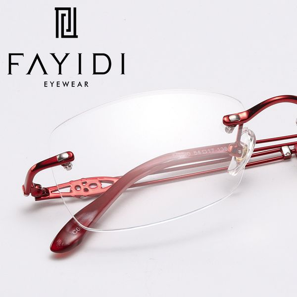 

fayidi 2018 торговая марка стиль мода прозрачный очки рамки для женщин оправ rimless нерегулярное # f148, Black