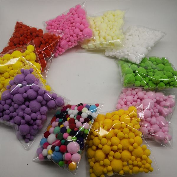 

26 gram 8 to 30mm mix size 46 color pompom pom poms fur plush ball for sewing on cloth craft diy wedding decoration accessories
