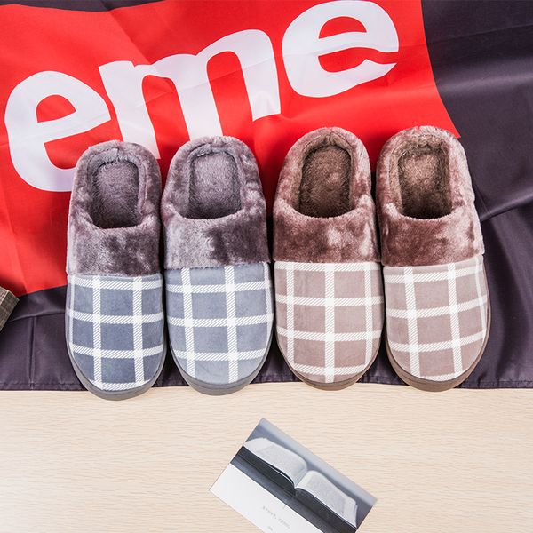 

cotton slippers cotton trailer non-slip winter men women slippers home comfort floor shoes indoor plush slipper, Black