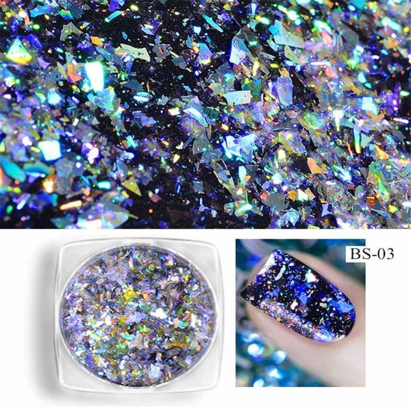 

new out1 box nail powder neon mirror glitter mirror effect rainbow crystal opal glitter nail stickers nails art decorations, Silver;gold