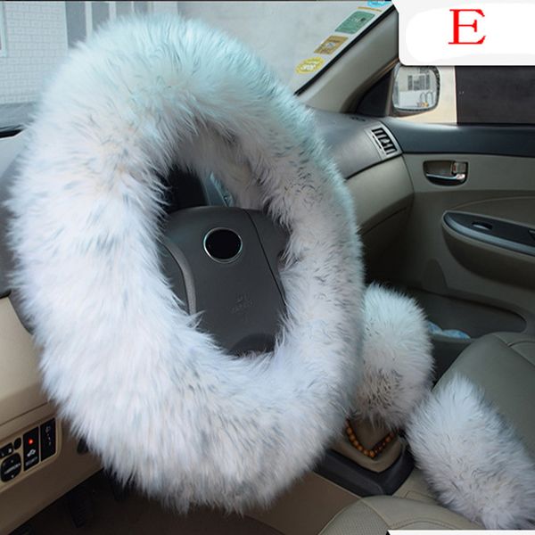 

3 pcs car-styling charm warm long wool plush steering wheel cover for car handbrake accessory for diameter 36-38cm selling