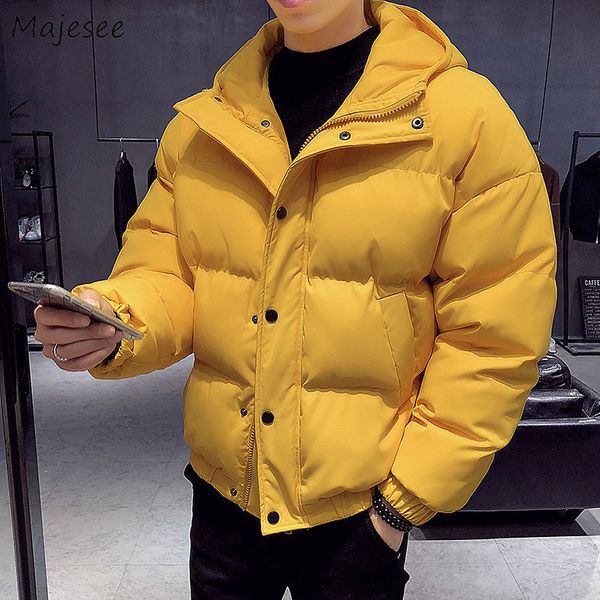 

parkas men single breasted loose hooded winter coats warm outerwear large size mens casual solid korean style thicker students, Black