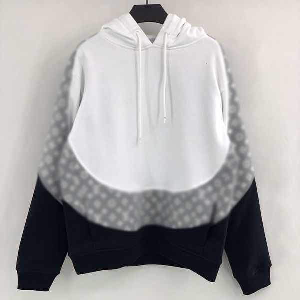

19fw jacquard monogram designer hooded sweatshirt splice men women classic pullover hoodies winter street outwear, Black