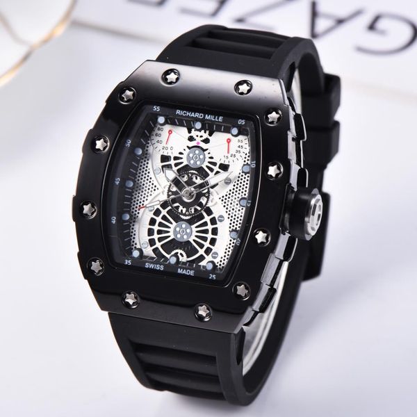 

new men's watch brand rm luxury automatic date quartz watch designer famous chronograph sports men's clock, Slivery;brown