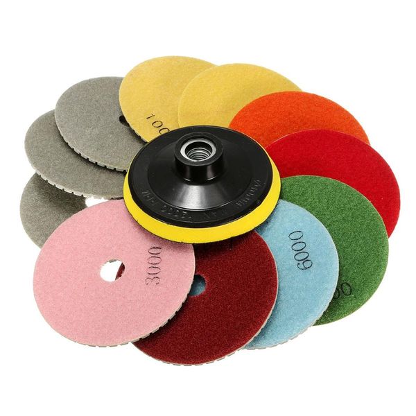 

12pcs 100mm diamond polishing pads wet dry 4 inch set kit saw discs for granite granite stone concrete marble polishing