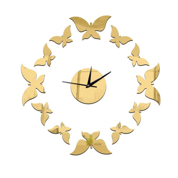

2019 multi-style butterfly wall clock frame mirror surface wall stickers children bedroom 3d diy wall decoration detachable art