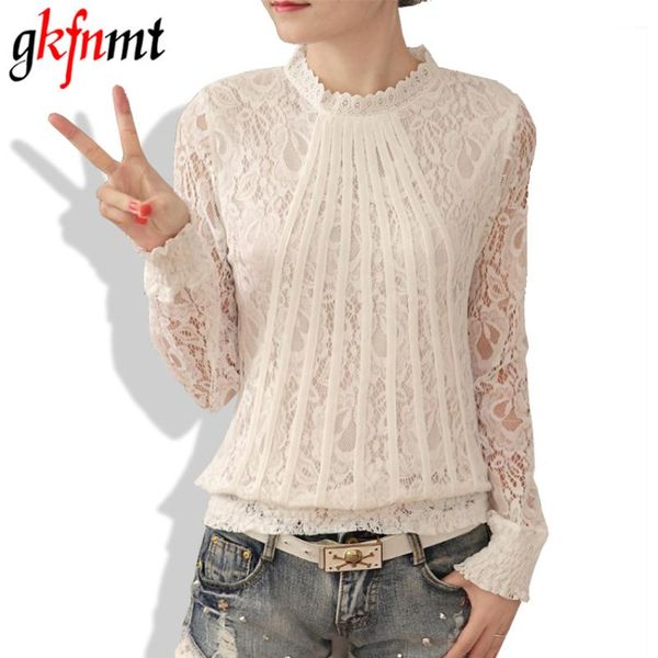 

gkfnmt new 2020 autumn women blouses white lace blouse plus size long sleeve o-neck korean casual lady blouse lace xxxl