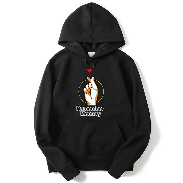 

men's hoodie cotton blend fleece creative gesture print sweatshirt men o-neck hoodies sweatshirts menloose hoody hoodie men, Black