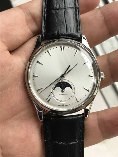 

luxury watch zf moonphase function sapphire glass 39mm white dial 9015 movement mens automatic watch, Slivery;brown