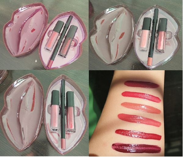 

lip makeup set big mouth 3 in 1 lip gloss kits matte liquid lipstick+demi lipgloss+lip liner pencil beauty collection ing