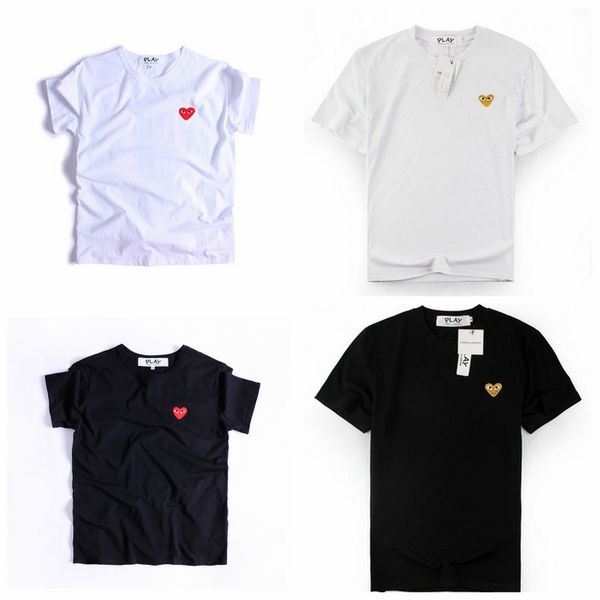 

lover commes mens t shirts white black heart new cdg embroidered single heart short sleeve t-shirts embroidery heart tee, Black;blue