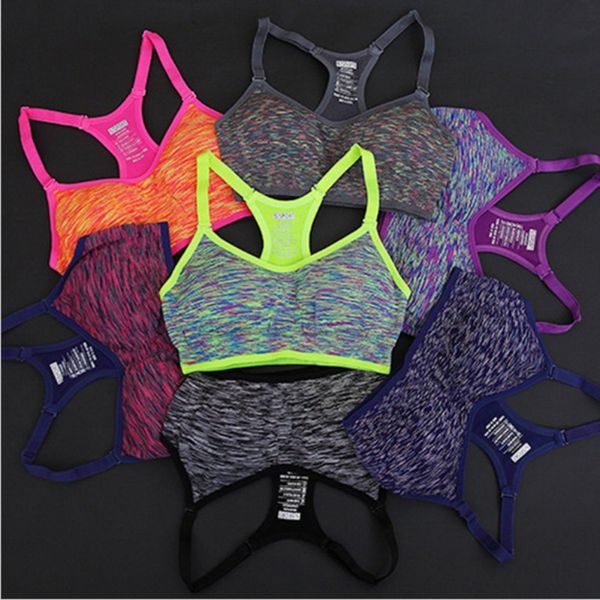 

women fitness yoga sports bra for running gym padded wire shake proof underwear push up seamless fitness brasn, White;black