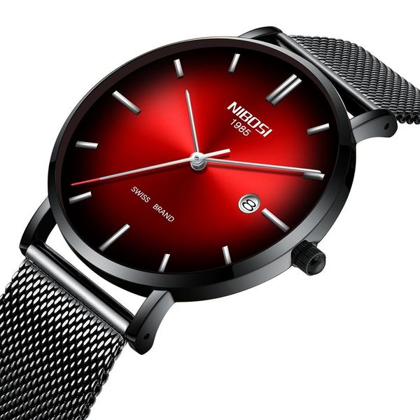 

nibosi sport watch men quartz watch luxury 2019 waterproof sport watch brand luxury clock male mesh steel relogio masculino, Slivery;brown