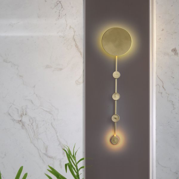 

nordic contracted sitting room led wall lamp retro beass copper wall lamp tv setting bedroom bedside