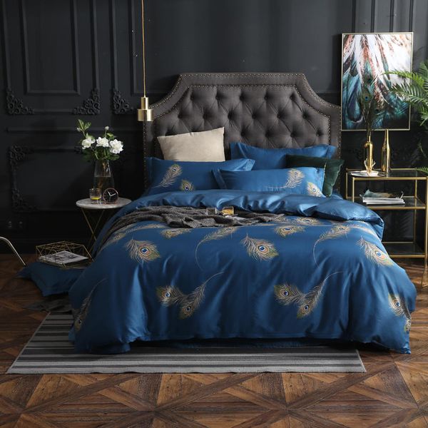 Egyptian Cotton Bedding Set Blue Pink Queen King Size Bed Sheet