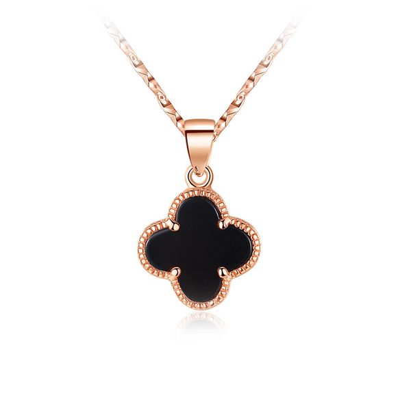 

s999 silver clover pendant necklace female agate sterling silver rose gold platinum choker necklace