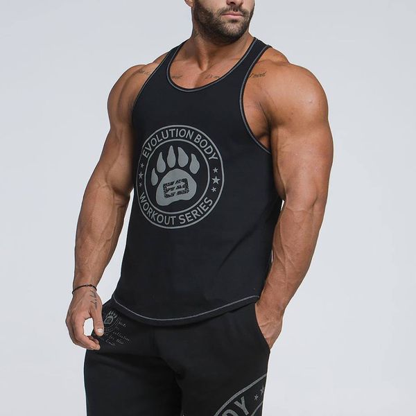 

men's tank mens t shirt vest sport short training breathable elastic casual muscle man sleeveless o neck gym fitness tee, Gray