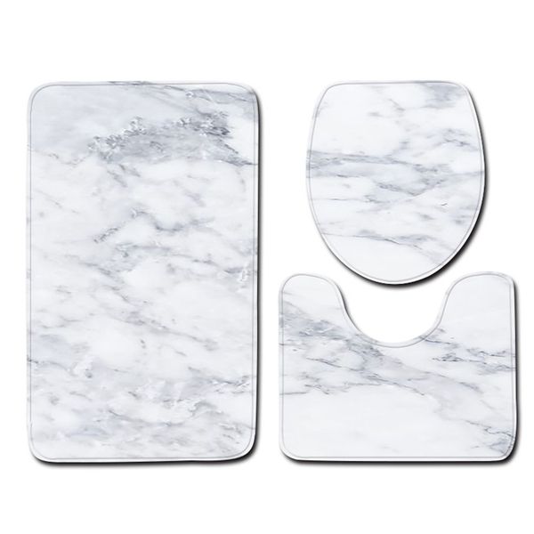 

3pcs/set marble printed toilet set bath mat toilet cover rug bathroom decoration