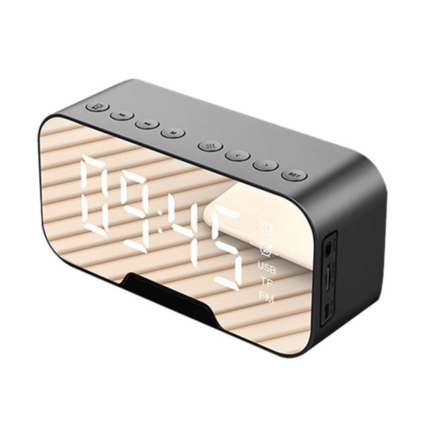 

portable led mirror digital bluetooth speakers alarm clock mp3 fm radio