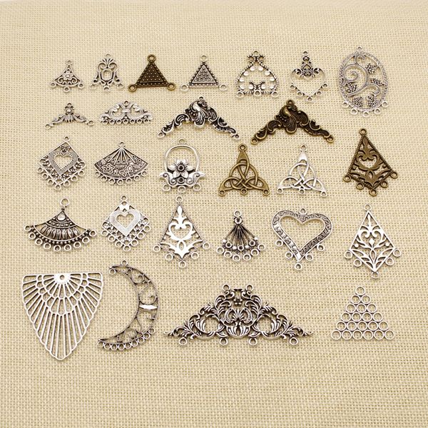 

40 шт charm для изготовления ювелирных изделий diy женщина серьга пористых коннекторы hj232, Bronze;silver