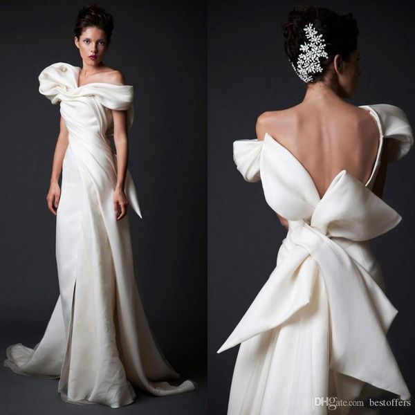 Único barato laço sereia vestidos de casamento fora do ombro backless chão comprimento mais tamanho vestido de noiva vestidos nupciais vestidos de novia