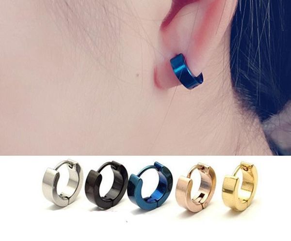 

stud earrings wholesale mens cool stainless steel ear studs hoop earrings black blue silver gold channel, Golden;silver