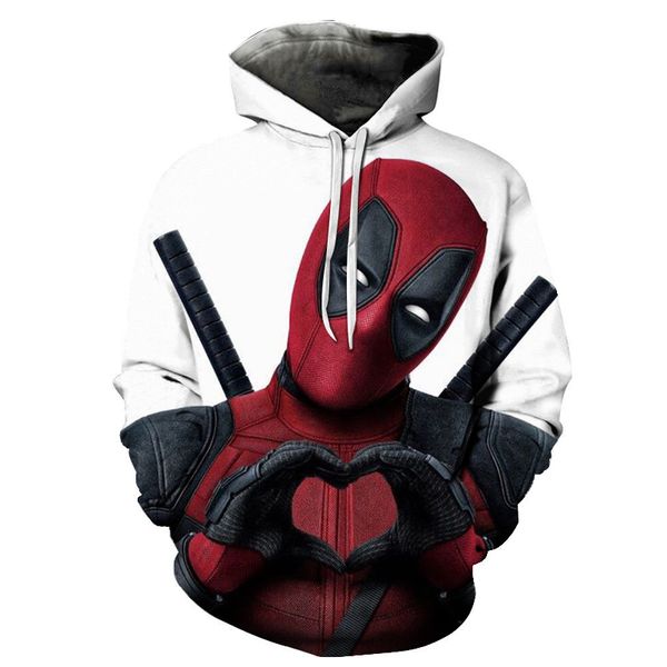 

new 3d printed movie deadpool 2 men women hoodie casual pullover hoodies sweatshirts streetwear jacket hip hop 2019, Black