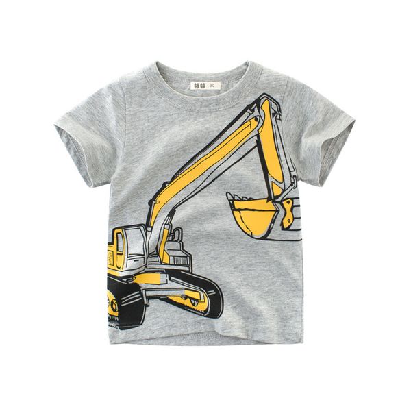 

2-5y kids boys t-shirt new excavator design baby cotton summer clothing toddler fashion t-shirt cute children play clothes, Blue