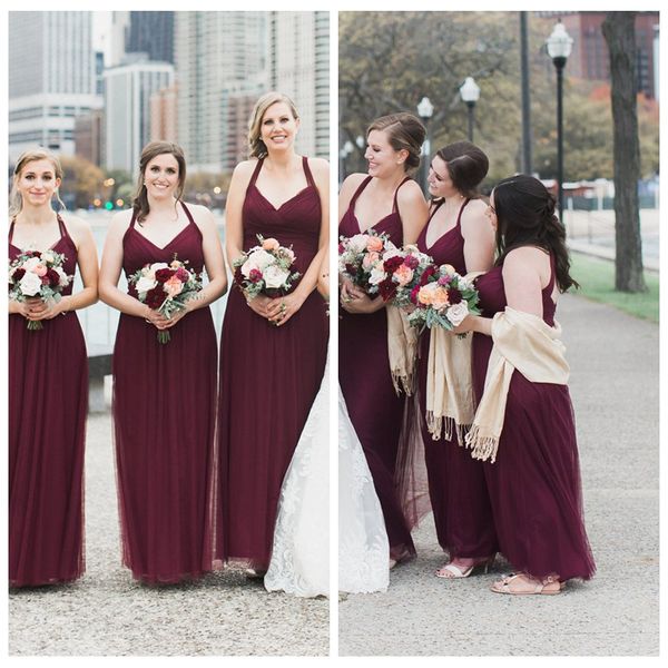 

2021 halter tulle a-line long bridesmaids dresses sweep train long vestidos de bridesmaid honor of maid formal long special gowns, White;pink