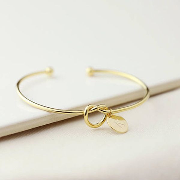 

26 letter initial open bracelets bangle knot charm bracelet rose gold silver for women female personality statement jewelry gifts dhl, Black