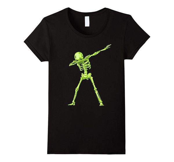 

dabbing skeleton t shirt halloween neon green dab dance fashion slim women funny brand 2018 kawaii print t shirt tee, White;black