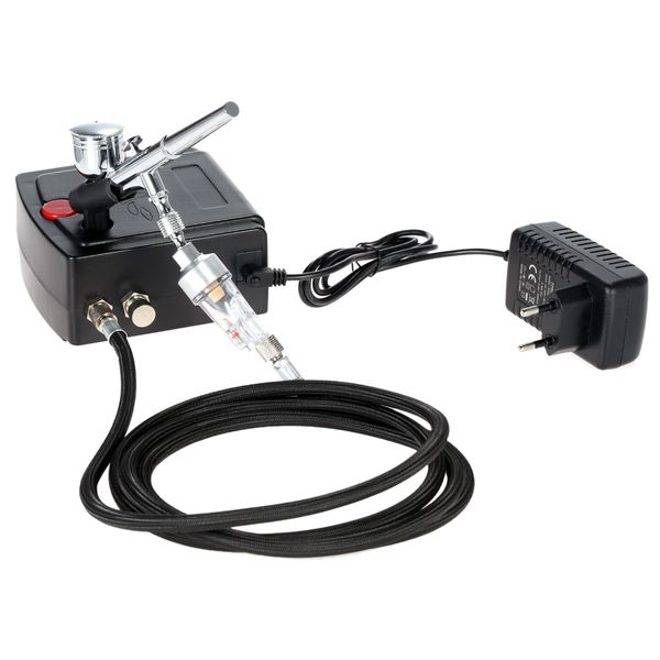 

professional gravity feed dual action airbrush air compressor kit for art painting craft cake spray gun air brush nail tool set