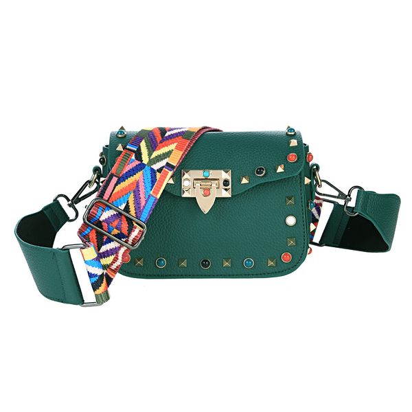 

2020 women wide shoulder strap rivets skew shoulder bags for women belts crossbody messenger bags bolsa feminina