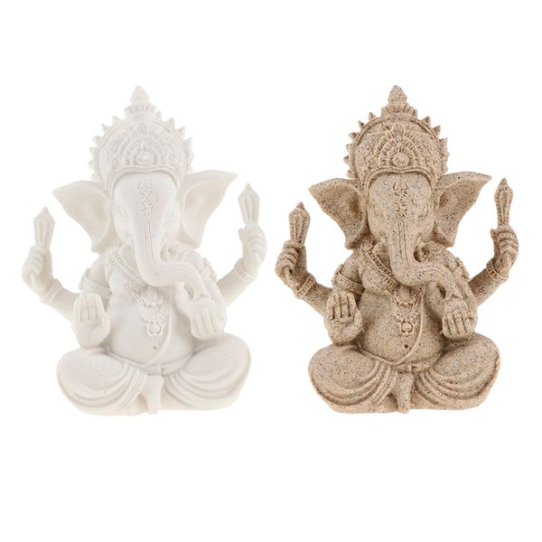 

2x sandstone ganesha figurine indian sculpture tabledesk12cm new