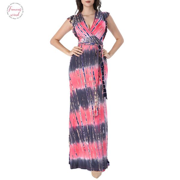 

women summer twill boho floral print ruffle frill sleeve pockets split belted casual beach party wrap maxi long dress 027, Black;gray