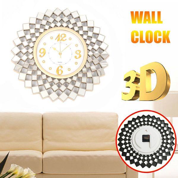 

new 3d diy metal art wall clock circular retro roman vintage large mute decorative clock for home office modern 45x45cm