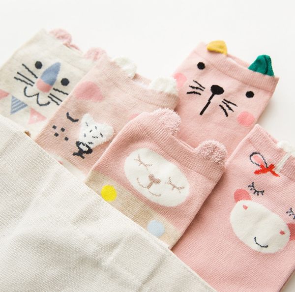 

5 pair women cute socks harajuku cartoon cat pattern casual cotton happy funny female ankle socks thin summer low cut style, Black;white