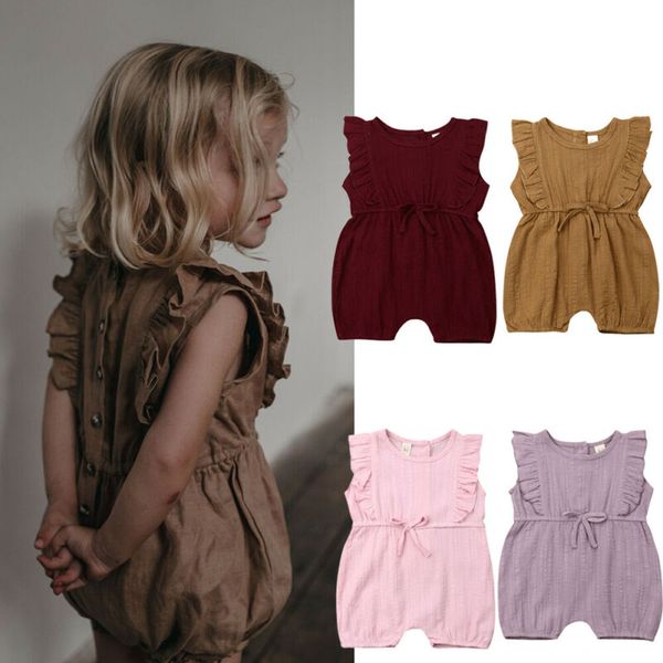 

1-3y summer newborn toddler baby girl clothes ruffle romper jumpsuit outfit sunsuit, Blue