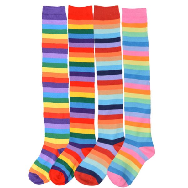 

knee socks girl women slim striped long socks autumn christmas halloween easter ball party costume knee high socks women, Black;white